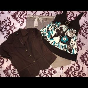 Bundle! Brown Jacket, Dress Pants, and Formal Top